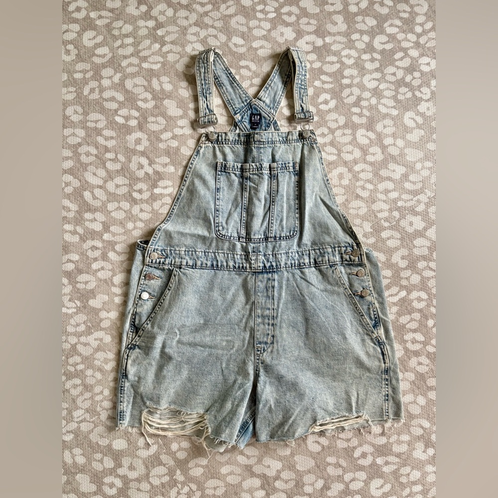 GAP Light Wash Denim Short Overalls